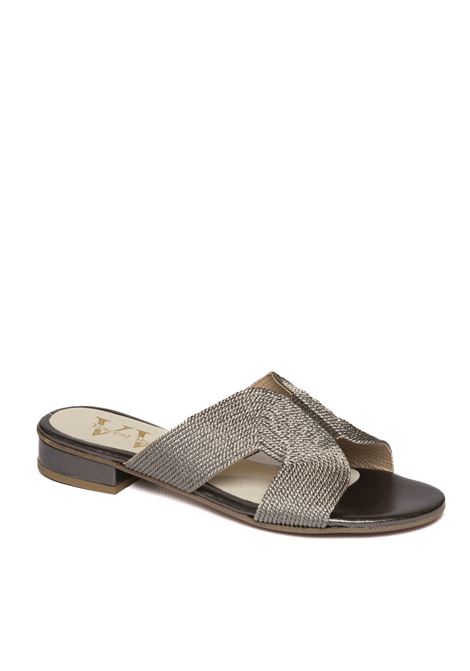 Pewter rafia sandal VINCENT VEGA | LEYTON PT20RAFIA-PLOMO